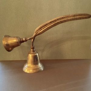 Vintage brass double bell with feather Handle